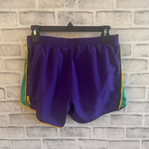 Women’s Dri-fit Nike Livestrong lined athletic shorts purple/green/yellow Small - Picture 2 of 4